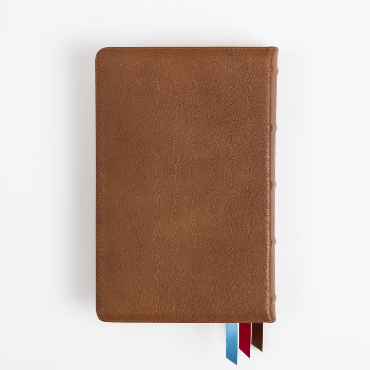 NKJV End-of-Verse Reference Bible - Large Print - Premium Goatskin - Brown, Thumb Indexed, Premier Collection