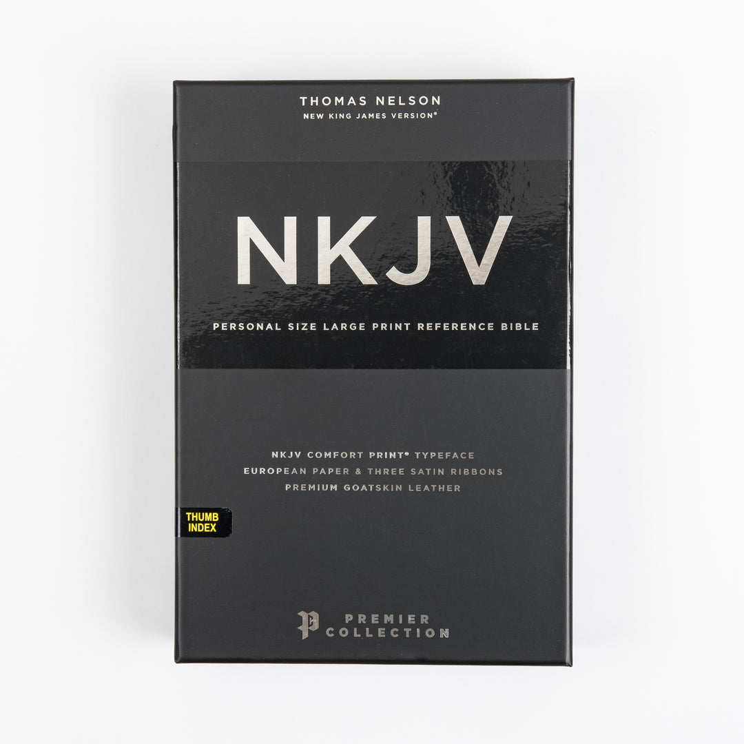 NKJV End-of-Verse Reference Bible - Large Print - Premium Goatskin - Brown, Thumb Indexed, Premier Collection