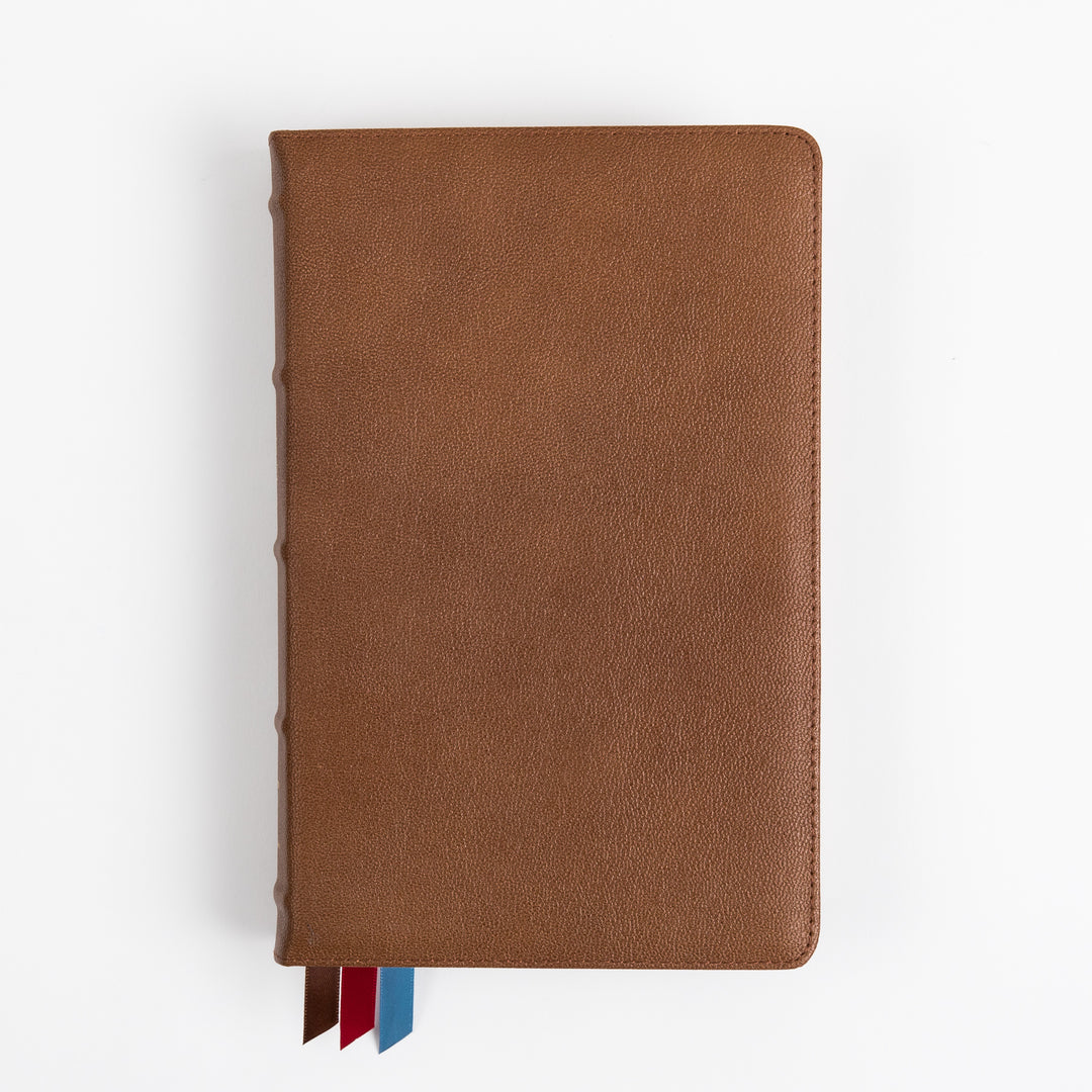 NKJV End-of-Verse Reference Bible - Large Print - Premium Goatskin - Brown, Thumb Indexed, Premier Collection