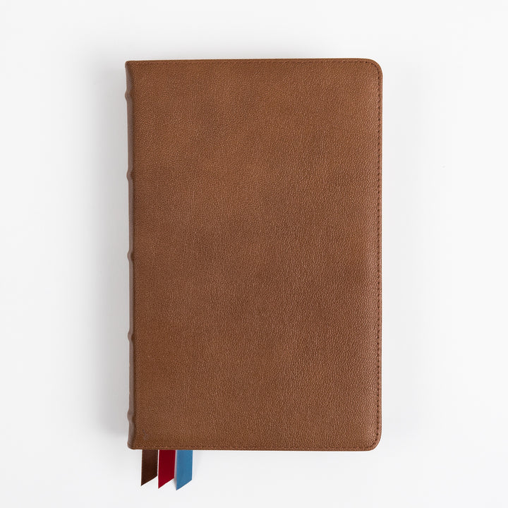 NKJV End-of-Verse Reference Bible - Large Print - Premium Goatskin - Brown, Thumb Indexed, Premier Collection