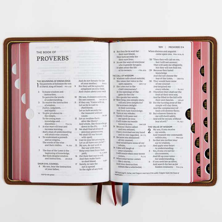 NKJV End-of-Verse Reference Bible - Large Print - Premium Goatskin - Brown, Thumb Indexed, Premier Collection