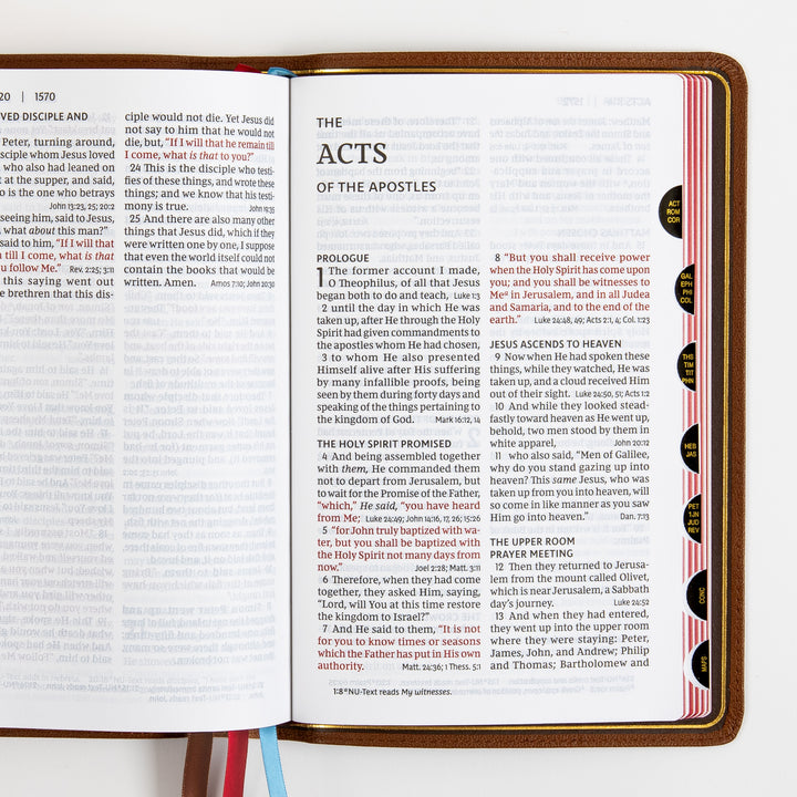 NKJV End-of-Verse Reference Bible - Large Print - Premium Goatskin - Brown, Thumb Indexed, Premier Collection