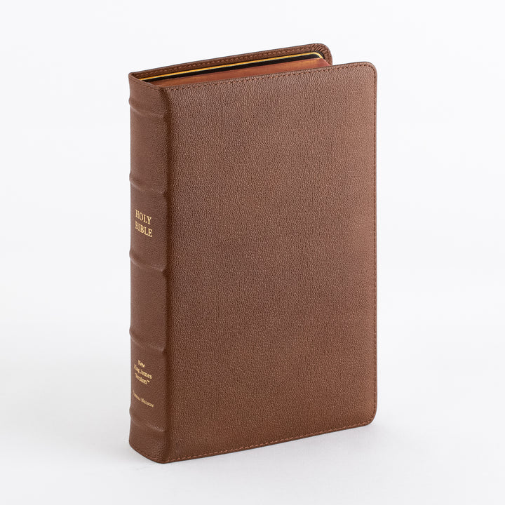 NKJV End-of-Verse Reference Bible - Large Print - Premium Goatskin - Brown, Thumb Indexed, Premier Collection