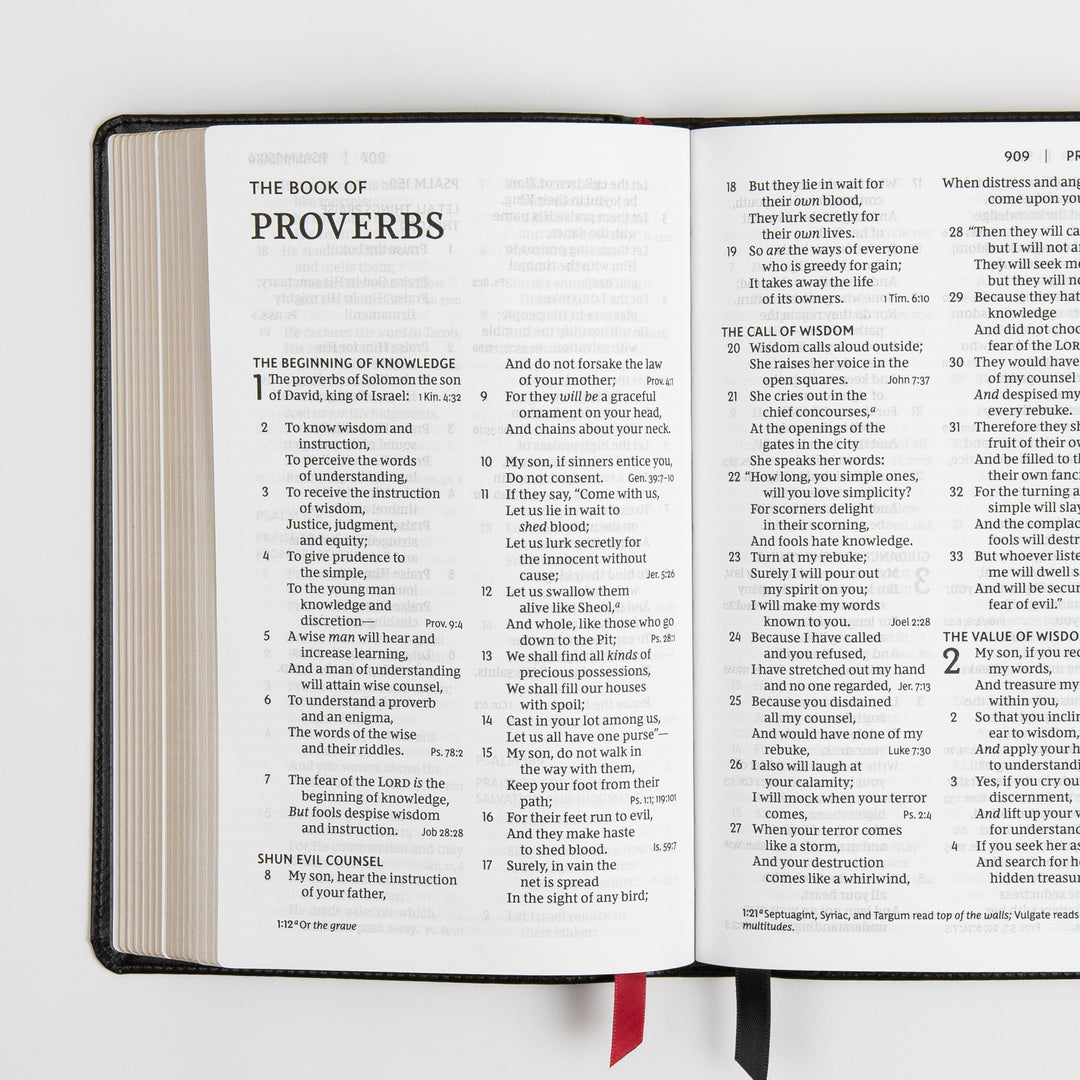 NKJV End-of-Verse Reference Bible - Personal Size Large Print - Leathersoft - Black