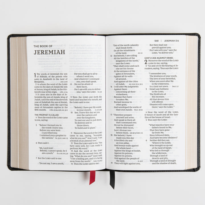 NKJV End-of-Verse Reference Bible - Personal Size Large Print - Leathersoft - Black
