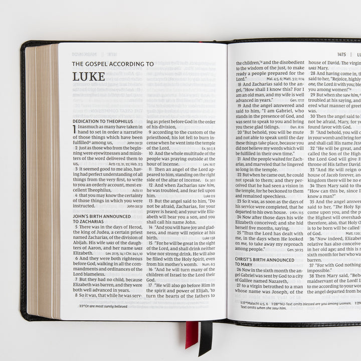 NKJV End-of-Verse Reference Bible - Personal Size Large Print - Leathersoft - Black