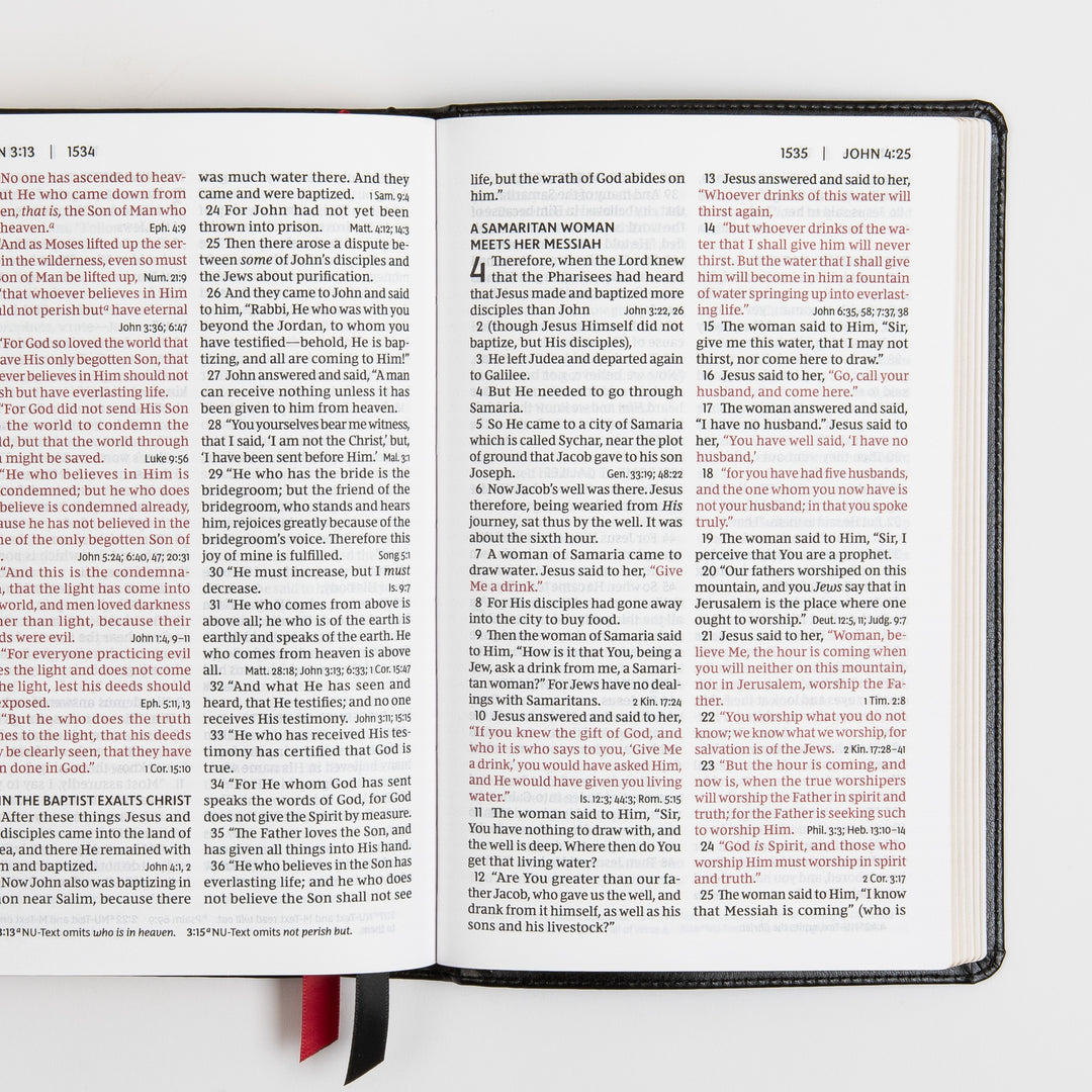 NKJV End-of-Verse Reference Bible - Personal Size Large Print - Leathersoft - Black