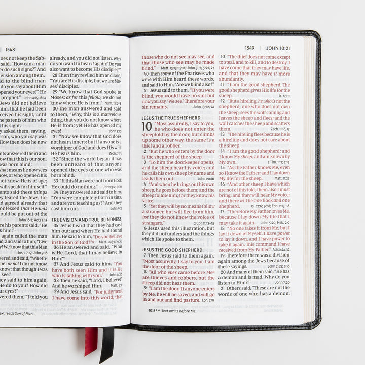 NKJV End-of-Verse Reference Bible - Personal Size Large Print - Leathersoft - Black