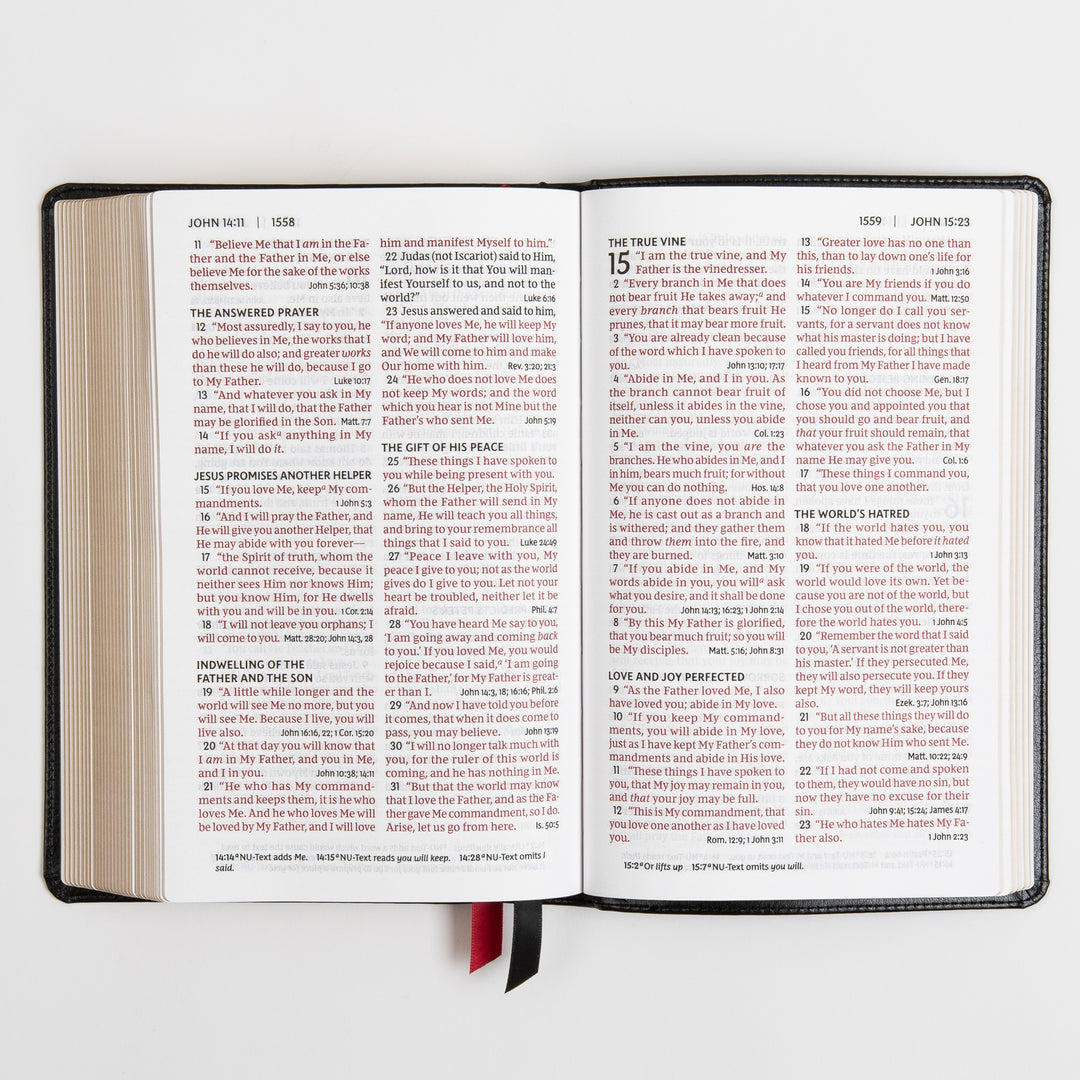 NKJV End-of-Verse Reference Bible - Personal Size Large Print - Leathersoft - Black