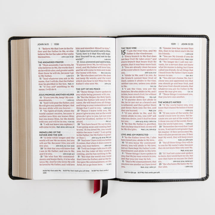 NKJV End-of-Verse Reference Bible - Personal Size Large Print - Leathersoft - Black