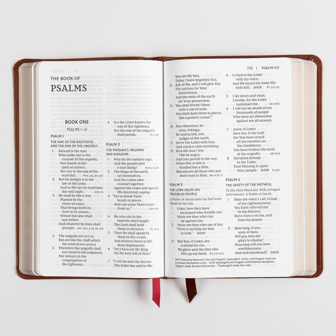 NKJV End-of-Verse Reference Bible - Personal Size Large Print - Leathersoft - Brown
