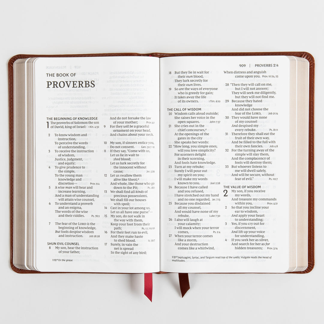 NKJV End-of-Verse Reference Bible - Personal Size Large Print - Leathersoft - Brown