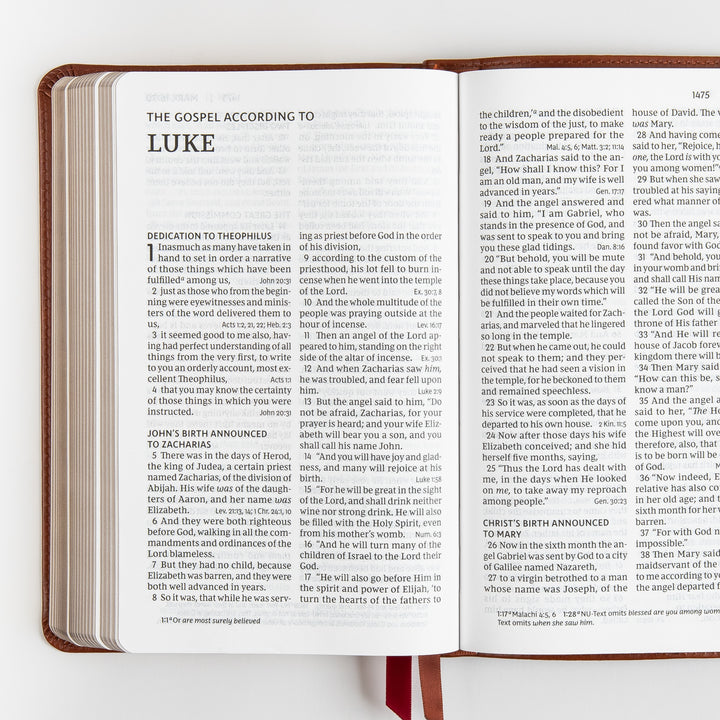 NKJV End-of-Verse Reference Bible - Personal Size Large Print - Leathersoft - Brown