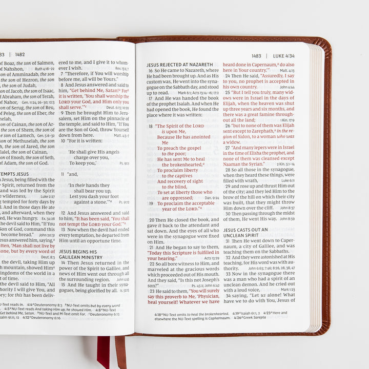 NKJV End-of-Verse Reference Bible - Personal Size Large Print - Leathersoft - Brown