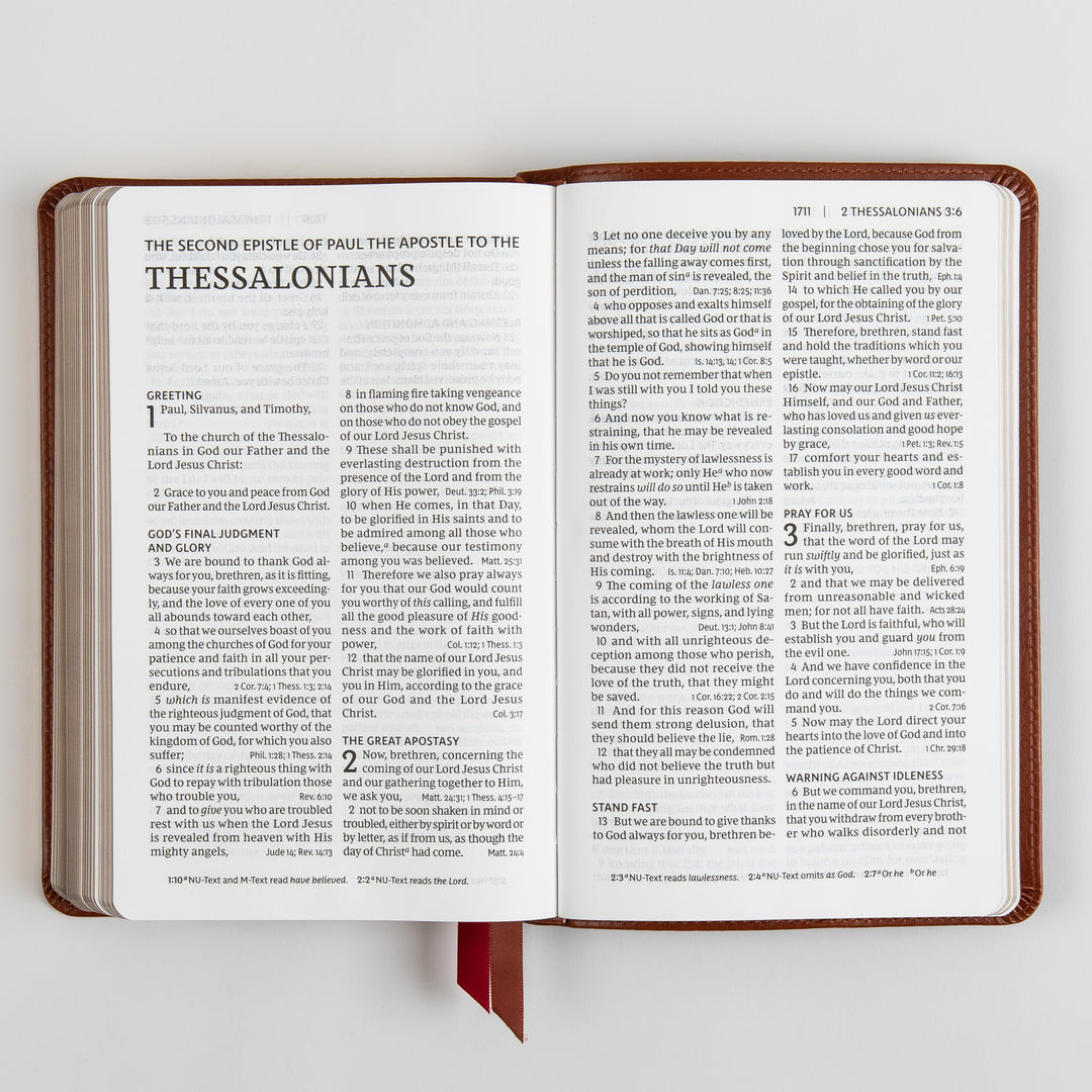 NKJV End-of-Verse Reference Bible - Personal Size Large Print - Leathersoft - Brown