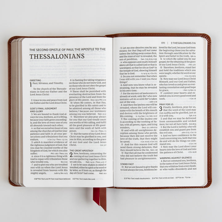 NKJV End-of-Verse Reference Bible - Personal Size Large Print - Leathersoft - Brown