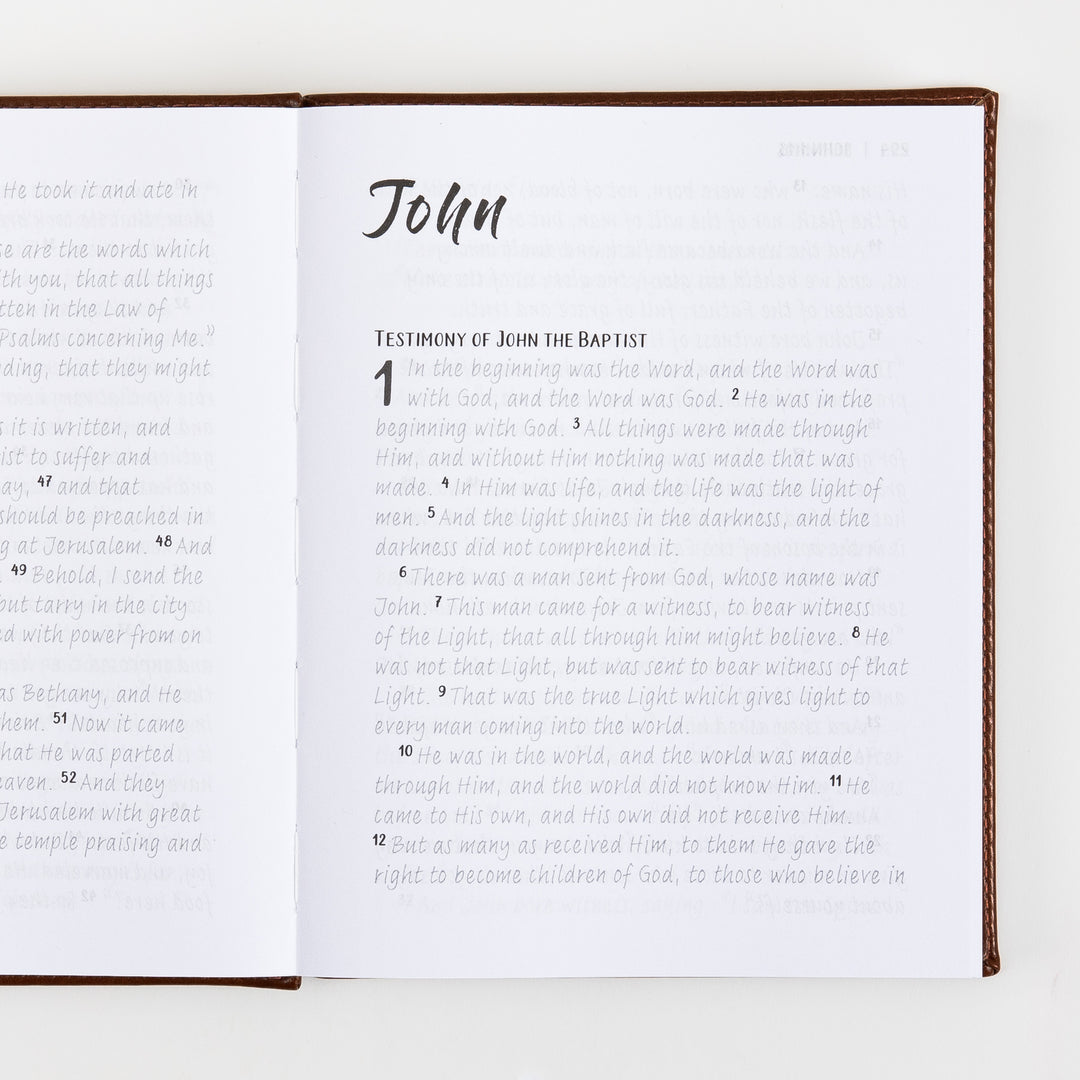 NKJV New Testament, Tracing Edition - Brown Leather-Look over Board