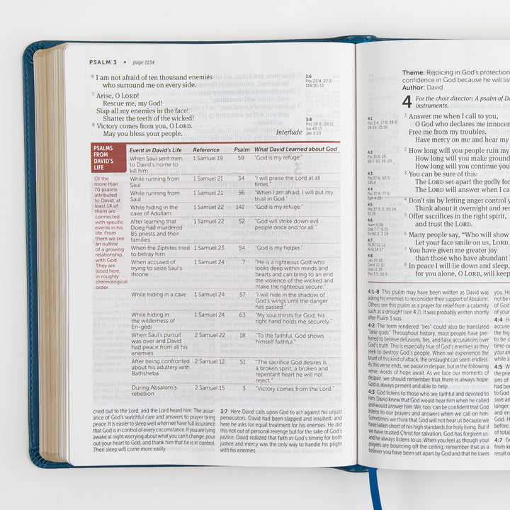 Open Bible to Psalms 3-4, featuring a &