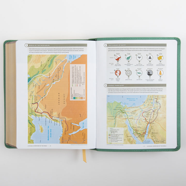 Open interior spread of the NLT Wide Margin Bible&