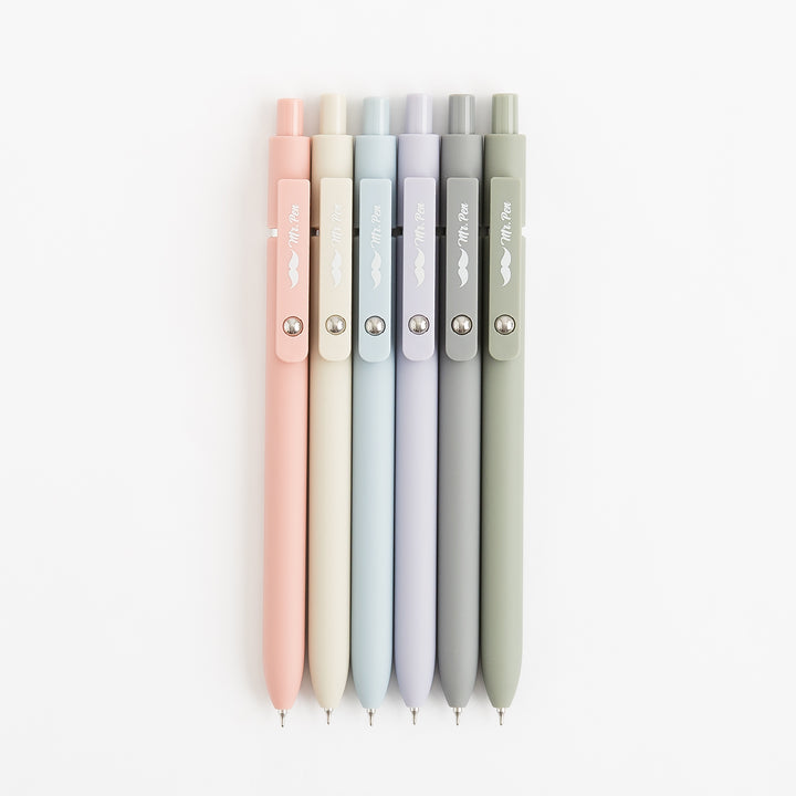 Retractable Fine Point Gel Pens - 6 Pack  - Morandi Barrels - Fast Dry Ink - Cute Aesthetic Pens for Journaling - Back to School Supplies