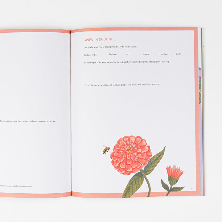 Interior page of Sweeter Than Honey with a coral border titled &