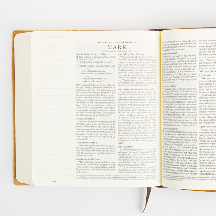ESV Journaling Bible - Brown - Natural Leather - Flap with Strap