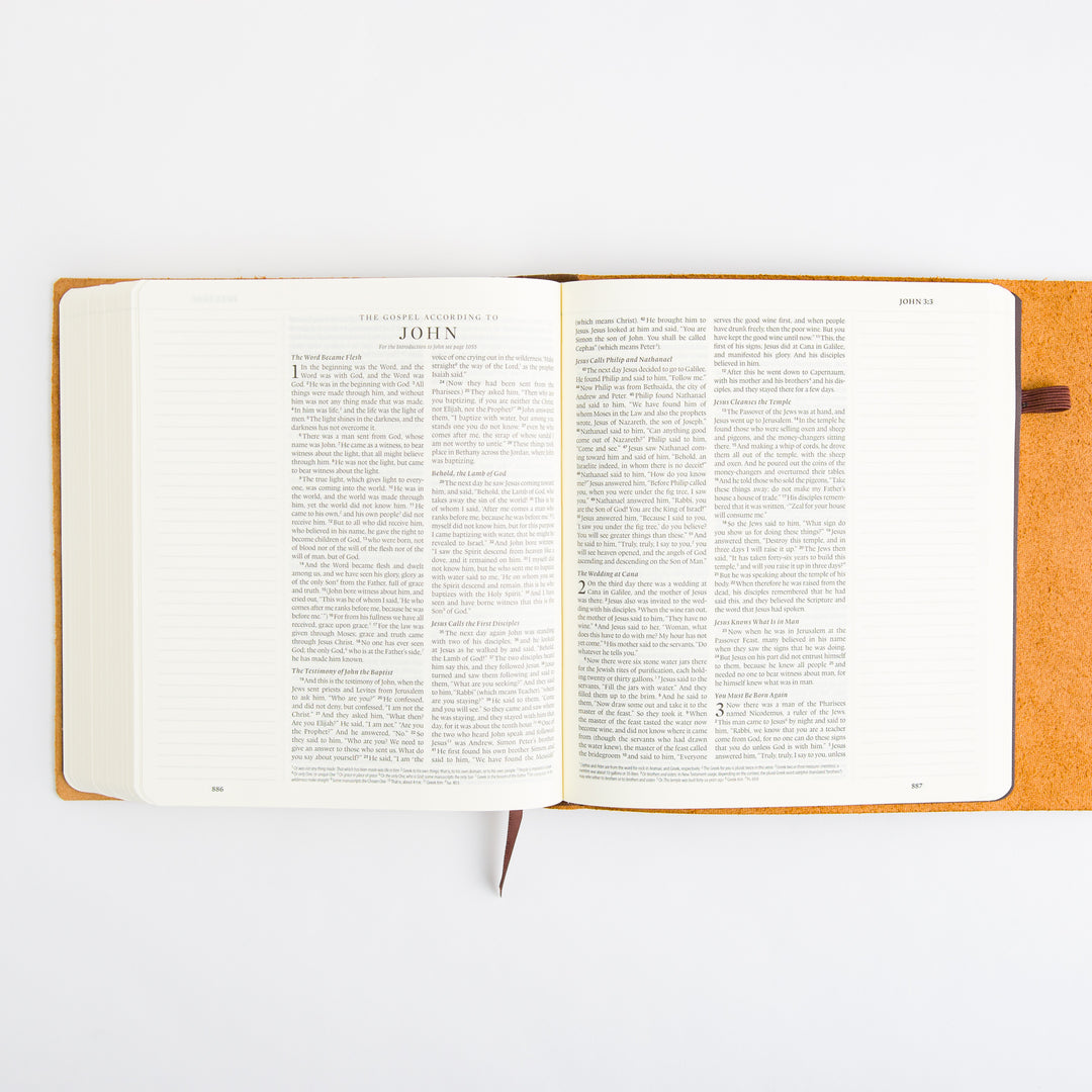 ESV Journaling Bible - Brown - Natural Leather - Flap with Strap