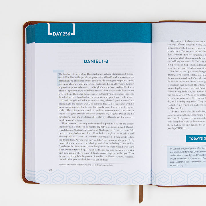 Open interior spread of The Bible Recap Deluxe Edition at Day 256, headed &