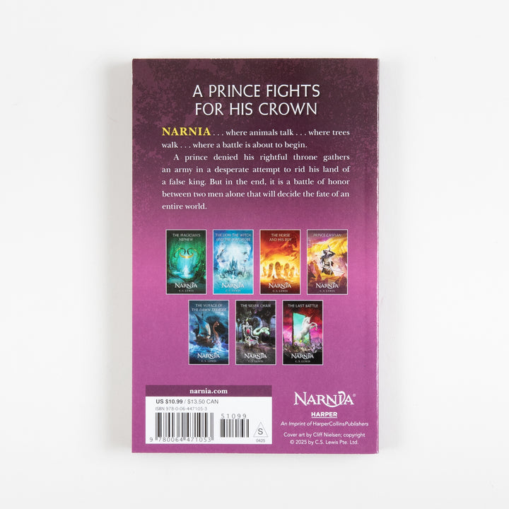 Back cover of Prince Caspian showing the &