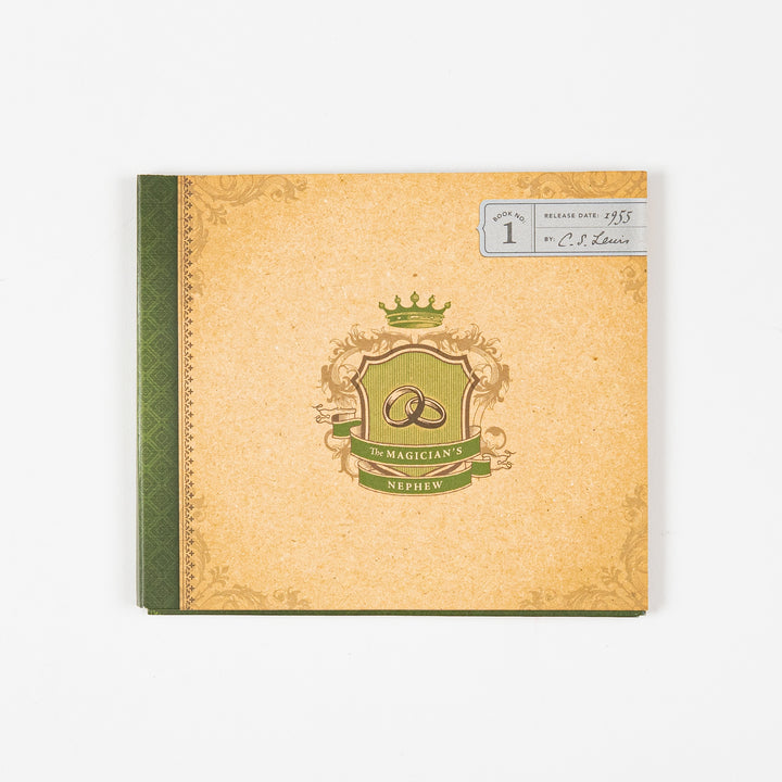 Front cover of the tan and green book-style CD sleeve for &